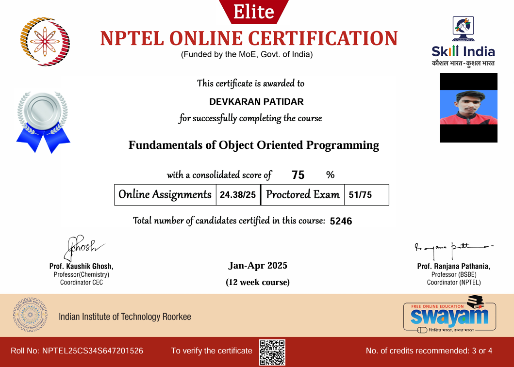 oops certificate